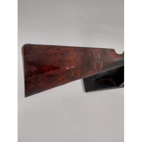 241 - 19th.C. percussion capped side-by-side double barrel shotgun, with walnut stock, chased action, dama... 