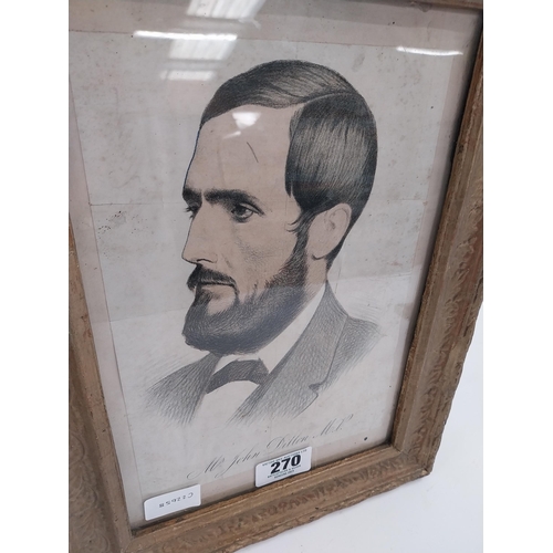 270 - Framed political coloured print of John Dillon MP. {41 cm H x 31 cm W}.