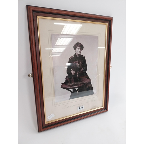 276 - Framed black and white print of Constance Markievicz and her beloved Dog Poppet. {60 cm H x 49 cm W}