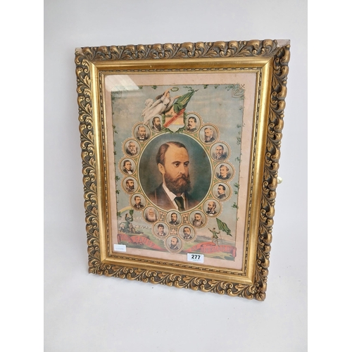 277 - Charles Stewart Parnell Framed coloured print the Cause of Ireland. {63 cm H x 51 cm W}.