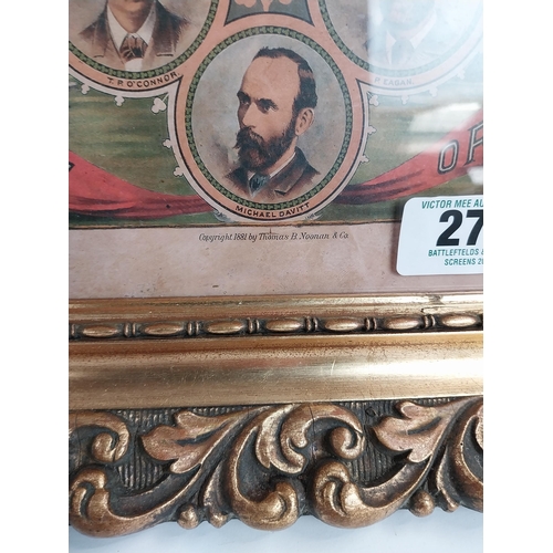 277 - Charles Stewart Parnell Framed coloured print the Cause of Ireland. {63 cm H x 51 cm W}.