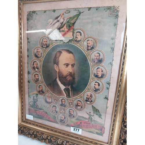 277 - Charles Stewart Parnell Framed coloured print the Cause of Ireland. {63 cm H x 51 cm W}.