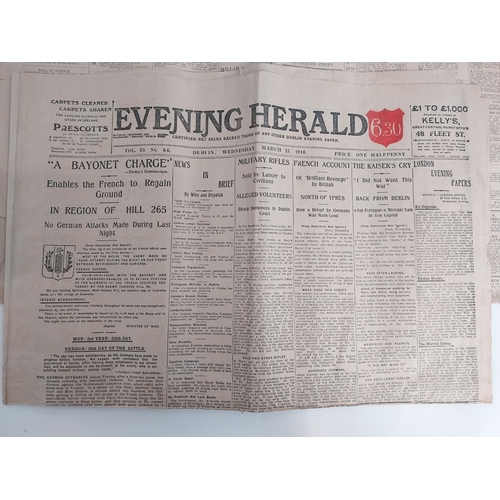 285 - Collection of five Evening Herald and Irish Times 1916 newspapers.