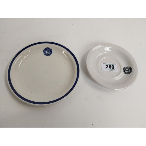 289 - Two Oglaigh Na hEireann Carrigaline/Carraig Rock plate and saucer. {17 cm Dia.} and {14 cm Dia.}