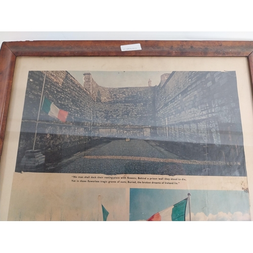 298 - Framed coloured print 1916 Behind Prison walls. {60 cm H x 50 cm W}.