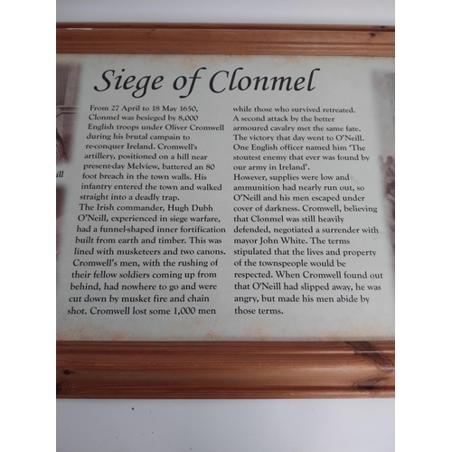 299 - Framed black and white photocopy print of the Siege of Clonmel. {55 cm H x 134 cm W}.