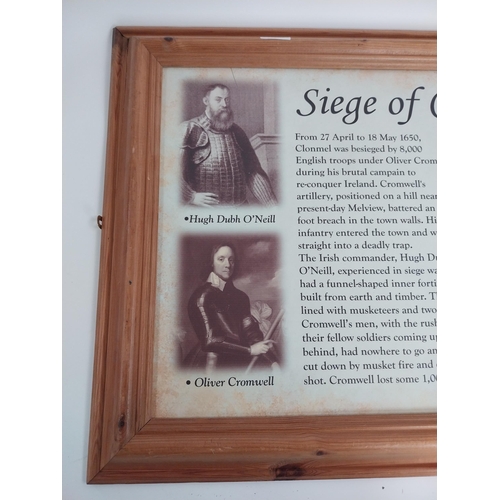 299 - Framed black and white photocopy print of the Siege of Clonmel. {55 cm H x 134 cm W}.