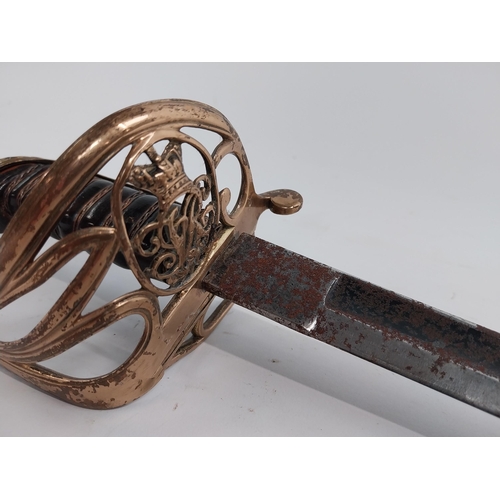 310 - 1855 French Infantry Officer's sword with hilt. {95 cm L x 11 cm W}.