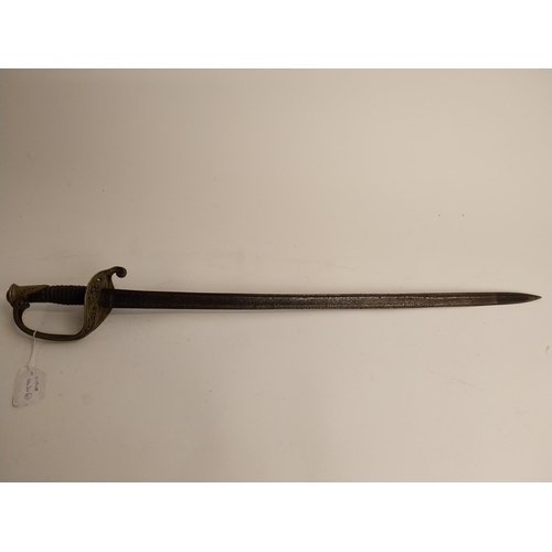 311 - 19th C. French brass Officer's sword. {109 cm L x 12 cm W}.