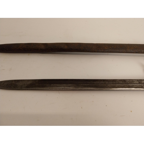 313 - WWI Rifle bayonet with scabbard. {40 cm L x 9 cm W}.