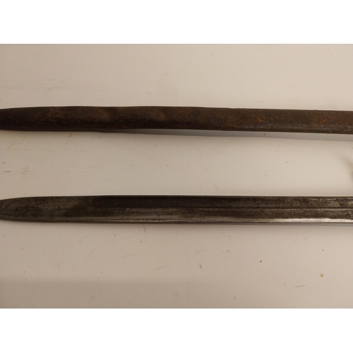 313 - WWI Rifle bayonet with scabbard. {40 cm L x 9 cm W}.