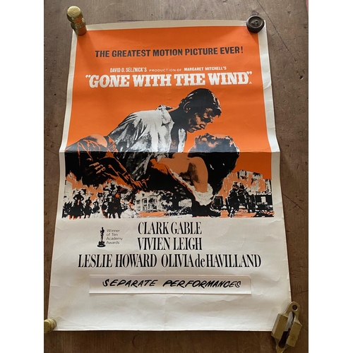 356 - Gone with the Wind Film Poster. (American Epic Historical Movie starring Clarke Gable, Vivian Leigh ... 