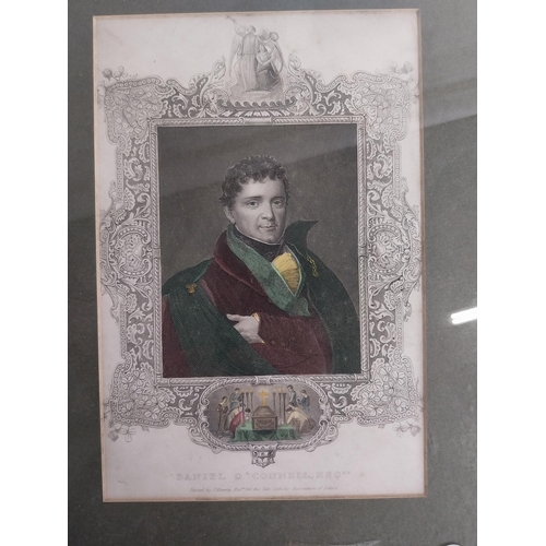 382 - Framed coloured print of Daniel O'Connell Esq. {37 cm H x 28 cm W}.