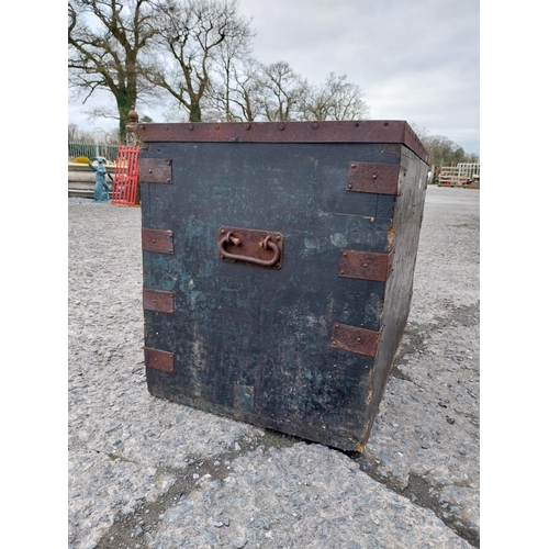 386 - Victorian iron bound Military Campaign Trunk 14th Hussars Property of Captain Knox Brittas Castle Th... 