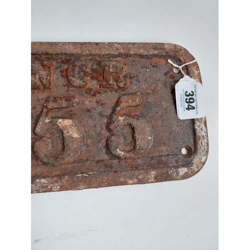 394 - BNCR 755 cast iron railway plaque. {18 cm L x 34  cm H}.