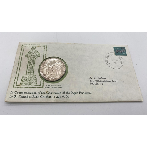 410 - Limited edition two pure Irish Silver Proof medal in Commemoration of The Conversion Of The Pagan Id... 