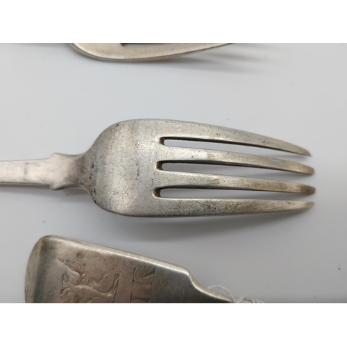 459 - Nine English silver tea forks. Hallmarked in London. Maker Jonathan Hayne X 8, George William Adams ... 