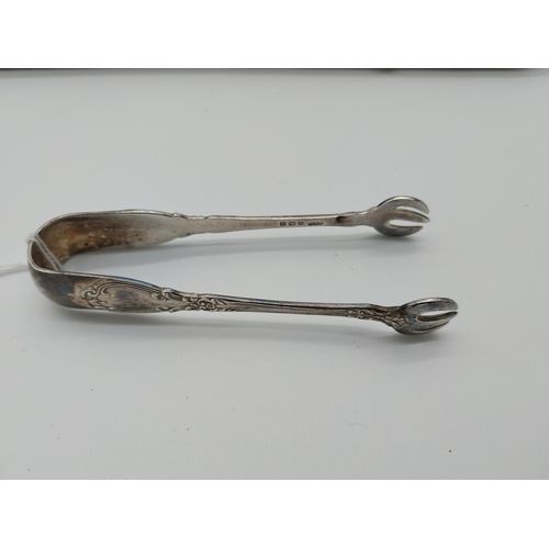 501 - Set of 10 English Teaspoons and sugar tongs Hallmarked in Birmingham 1915 194g GM&C0