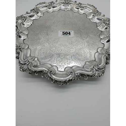 504 - Decorative English silver tray. Hallmarked in Chester 1907- 8 Maker's Barker Brothers. 153grms.