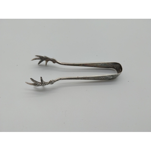 507 - 3 Pieces of English Silver - Teaspoon Hallmarked in Sheffield 1967 Maker EJE Wt: 12g Sugar tongs Hal... 