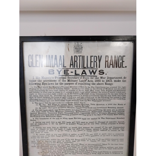 51 - Glen Imaal Artillery Range Bye Laws 1892 - 1905 by order of W S Churchill framed print {63 cm H x 49... 