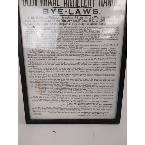 51 - Glen Imaal Artillery Range Bye Laws 1892 - 1905 by order of W S Churchill framed print {63 cm H x 49... 