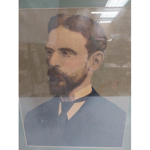 56 - Framed coloured print of Micheal Davitt. {65 cm H x 55 cm W}.