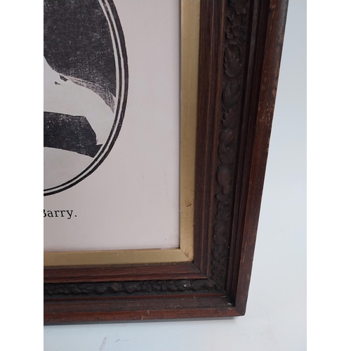 57 - Framed black and white print of Kevin Barry  {60 cm H x 55 cm W}.