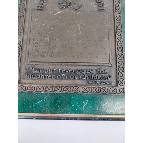 58 - Bronze H Block Martyrs of 1981 Bobby Sands plaque. {30 cm H x 24 cm W}.