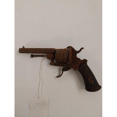 60 - Late 19th C. pinfire revolver. {19 cm L}.