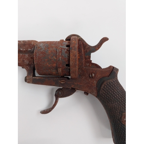 60 - Late 19th C. pinfire revolver. {19 cm L}.