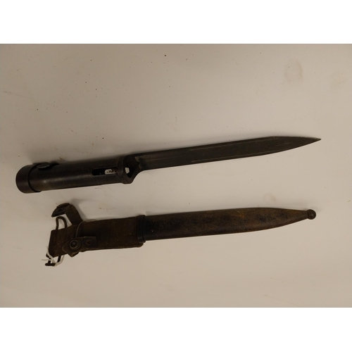 68 - WWII Rifle bayonet with original scabbard. {32 cm L}