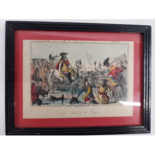 70 - Framed coloured print of the Battle of the Boyne. {19 cm H x 24 cm W}.