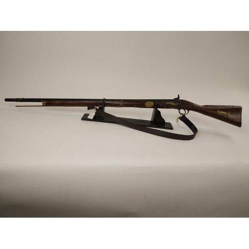 8 - 19th C. percussion capped rifle. {146 cm L}.