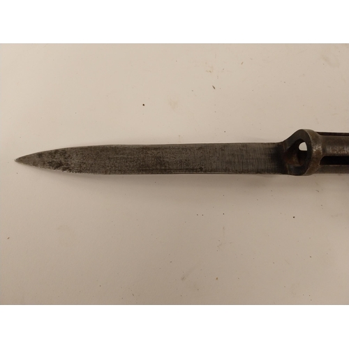 83 - 20th C. rifle bayonet with original metal scabbard. {23 cm L}.