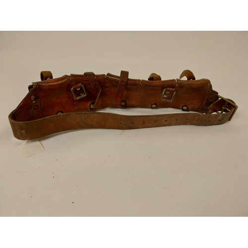 84 - Early 20th C. leather bullet belt. {51 cm L}.