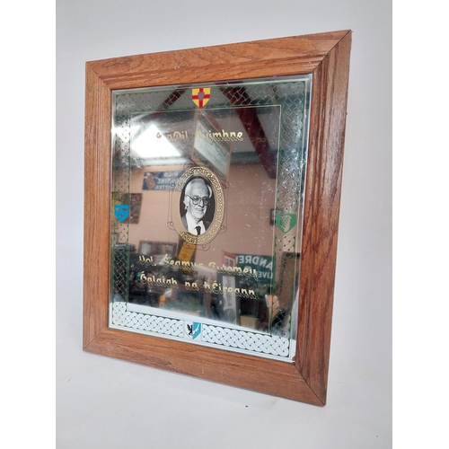 89 - Commemorative mirror I nDil Cuimhe Volunteer Seamus Twomey Oglaigh Na Heireann. {58 cm H x 51 cm W}