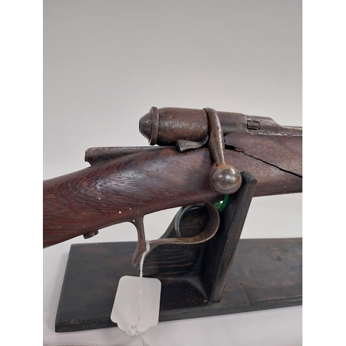 9 - 19th C. bolt action single shot rifle. {118 cm L}.