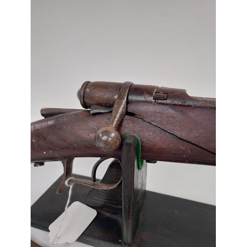 9 - 19th C. bolt action single shot rifle. {118 cm L}.