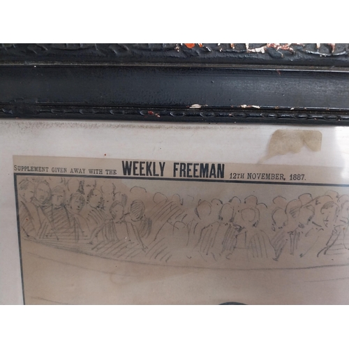 90 - Framed Freeman's Weekly framed coloured print Remember Mitchelstown. {57 cm H x 47 cm W}.