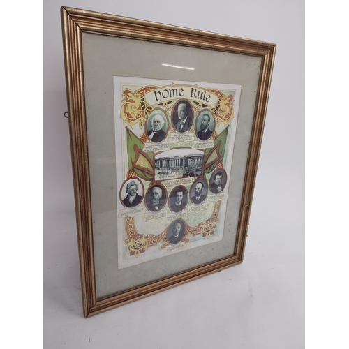 92 - Framed coloured Home Rule print depicting all leading figures {57 cm H x 45 cm W}.