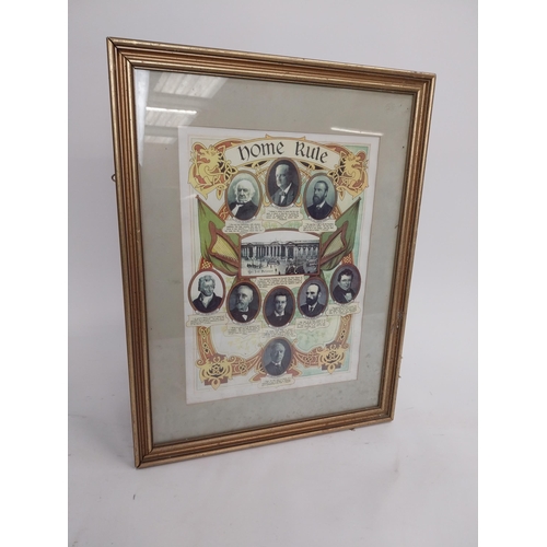 92 - Framed coloured Home Rule print depicting all leading figures {57 cm H x 45 cm W}.