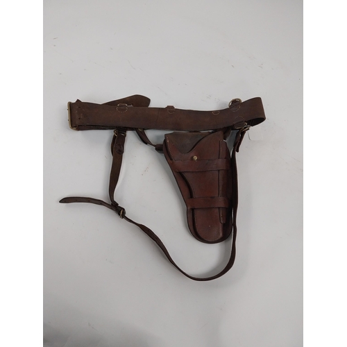 93 - Sam Brown leather belt and holster.