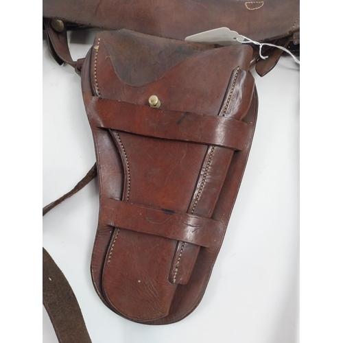 93 - Sam Brown leather belt and holster.