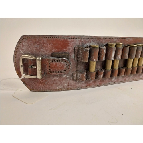 94 - 20th C. leather belt with blank bullets. {94 cm W}