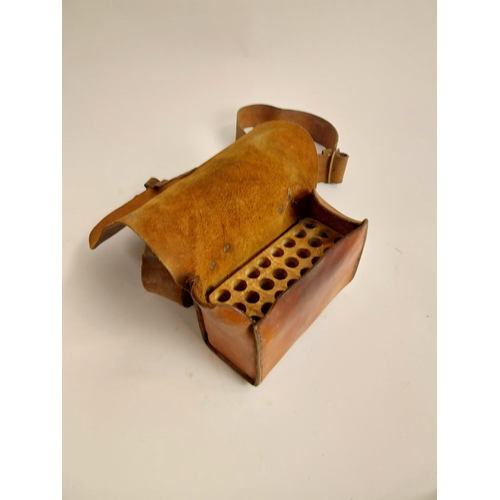 95 - 19th C. leather ammunition bag.