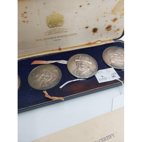 442 - Churchill Centenary 1974 limited edition four silver gilt medallion set by Toye, Kenning and Spencer... 