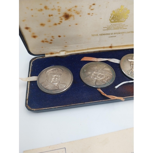 442 - Churchill Centenary 1974 limited edition four silver gilt medallion set by Toye, Kenning and Spencer... 