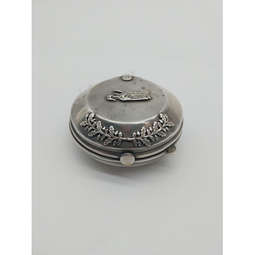 113 - German WWII Panzer Officer�s white metal Clamshell Pocket Watch Case, the obverse decorated with emb... 