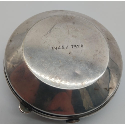 113 - German WWII Panzer Officer�s white metal Clamshell Pocket Watch Case, the obverse decorated with emb... 